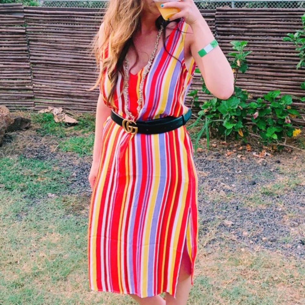 ✨4 for $15✨ Forever 21 Red Yellow Purple White Striped Midi Dress